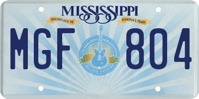 MS license plate MGF804