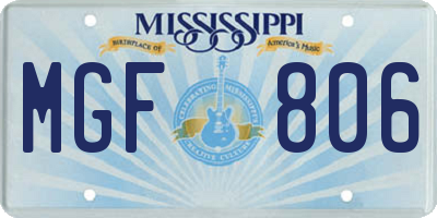 MS license plate MGF806