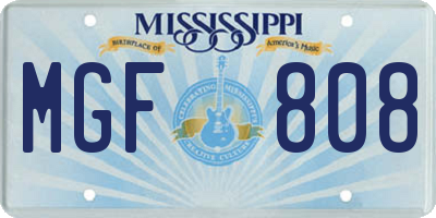MS license plate MGF808