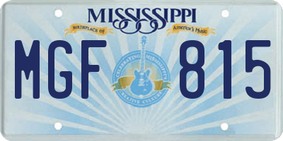 MS license plate MGF815