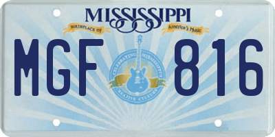 MS license plate MGF816