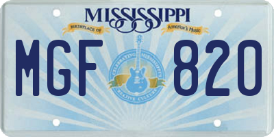 MS license plate MGF820