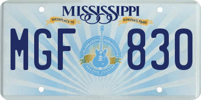 MS license plate MGF830