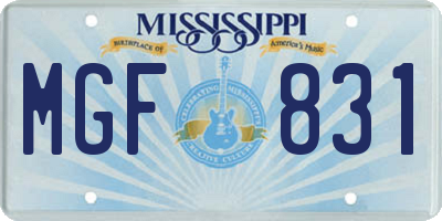 MS license plate MGF831