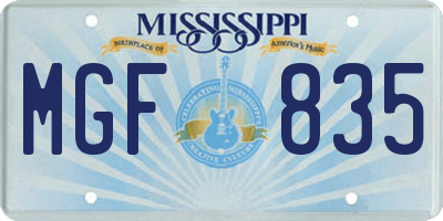 MS license plate MGF835