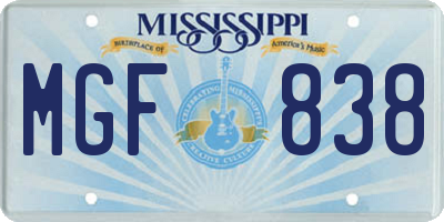 MS license plate MGF838