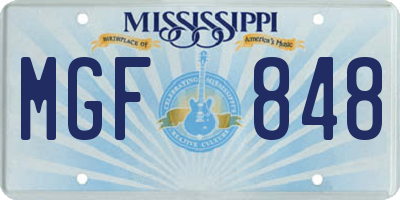 MS license plate MGF848