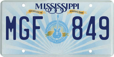 MS license plate MGF849