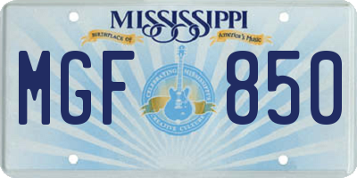 MS license plate MGF850