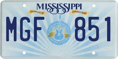 MS license plate MGF851