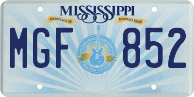 MS license plate MGF852