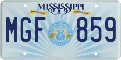 MS license plate MGF859