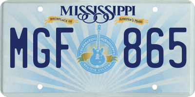 MS license plate MGF865