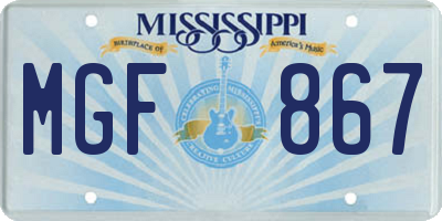 MS license plate MGF867