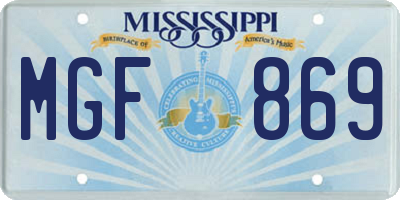MS license plate MGF869