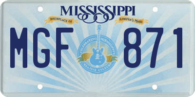 MS license plate MGF871
