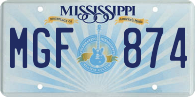 MS license plate MGF874