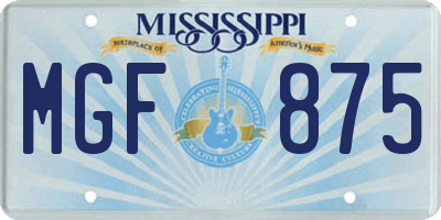 MS license plate MGF875