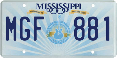MS license plate MGF881