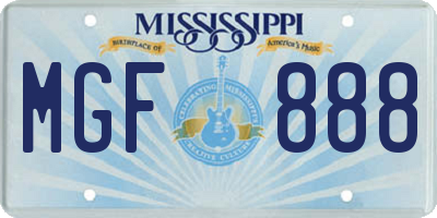 MS license plate MGF888