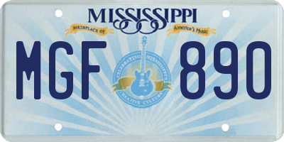 MS license plate MGF890