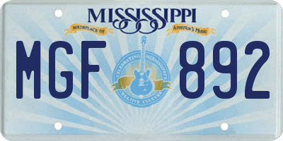 MS license plate MGF892