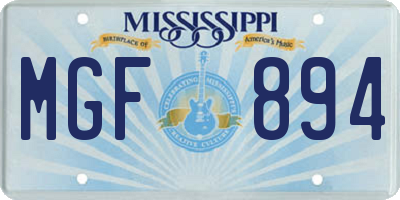 MS license plate MGF894