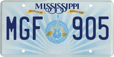 MS license plate MGF905