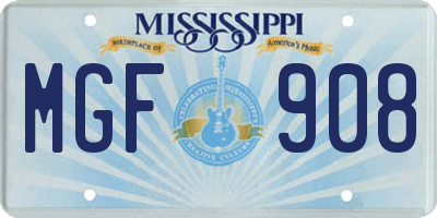 MS license plate MGF908
