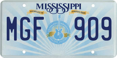 MS license plate MGF909