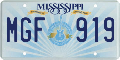MS license plate MGF919