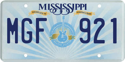 MS license plate MGF921