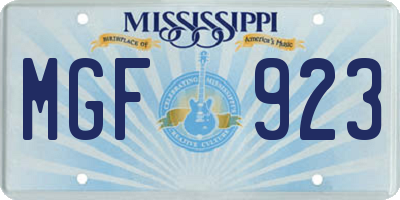 MS license plate MGF923