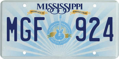MS license plate MGF924
