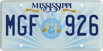 MS license plate MGF926