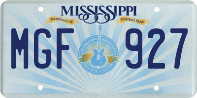 MS license plate MGF927
