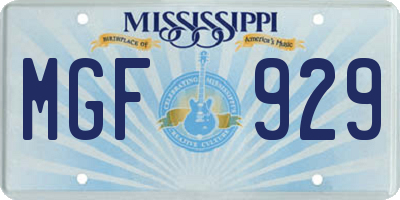 MS license plate MGF929