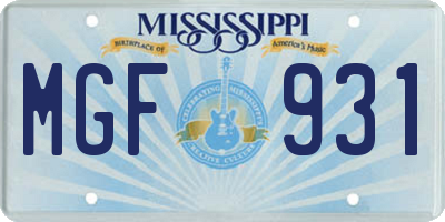 MS license plate MGF931
