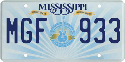 MS license plate MGF933
