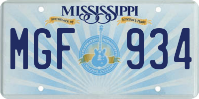 MS license plate MGF934
