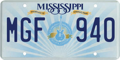 MS license plate MGF940
