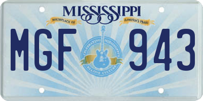 MS license plate MGF943