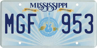 MS license plate MGF953