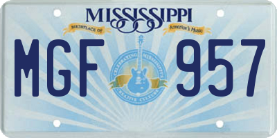 MS license plate MGF957