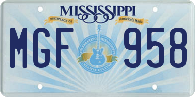 MS license plate MGF958