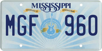 MS license plate MGF960