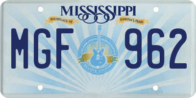 MS license plate MGF962