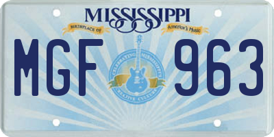 MS license plate MGF963