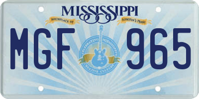 MS license plate MGF965