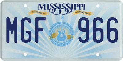 MS license plate MGF966